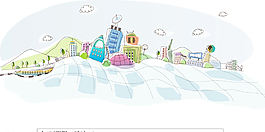 科技小鎮(zhèn)矢量插畫圖片