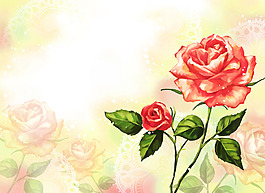 月季花背景壁畫(huà)