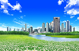 城市 草地圖片