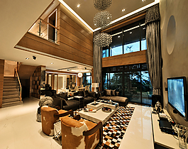 现代实景别墅效果图图片