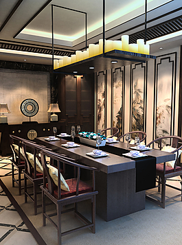 中式餐廳效果圖圖片
