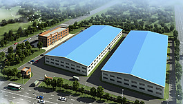 小型厂区鸟瞰效果图psd
