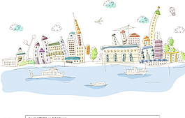 海港城市矢量插畫(huà)圖片
