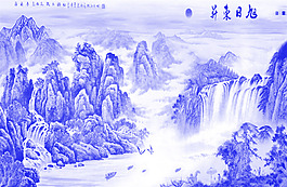 旭日東升山水