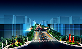 城市馬路景觀夜景圖片
