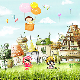 韓國卡通小女孩電視背景墻