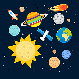 卡通宇宙插畫矢量