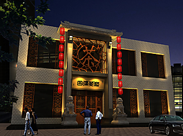 茶樓門頭效果圖圖片