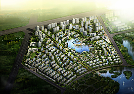 居住区建筑鸟瞰图设计图片