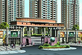 公寓小區門樓效果圖圖片