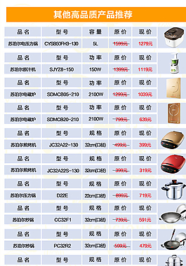 产品价格表图片