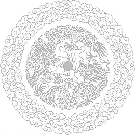 中國(guó)風(fēng)古風(fēng)龍底紋邊框素材黑白青花瓷