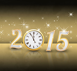 2015金色時(shí)鐘背景矢量素材