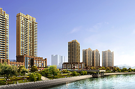 沿江透視親水建筑圖片