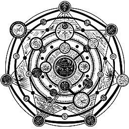 七角星配合圓形構(gòu)成的陣法背景圖