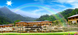 自然風(fēng)光山間家園圖片