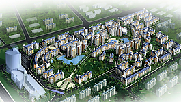 居住区景观建筑鸟瞰图设计图片