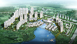居住區(qū)景觀建筑設(shè)計鳥瞰圖圖片