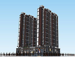 高層商住su建筑模型圖片