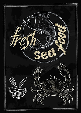 手繪魚和螃蟹