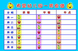 幼儿园一周食谱图片