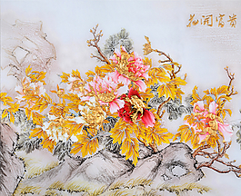花開富貴電視墻畫圖片