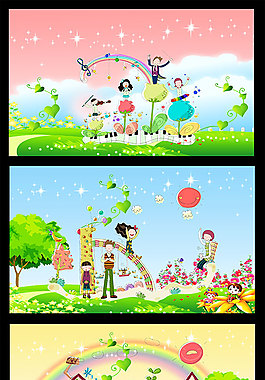 六一兒童節學校卡通背景圖片psd素材下載