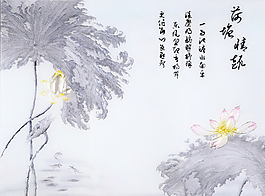 荷塘情懷電視墻畫圖片