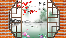 江南風(fēng)光3D立體電視背景墻畫圖片