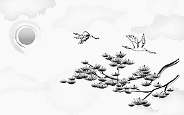 松树水墨画