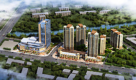 商業住宅項目全景鳥瞰圖片