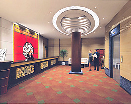 酒店前臺接待效果圖