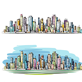 手繪城市建筑圖片