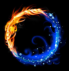 水火交融太極矢量圖