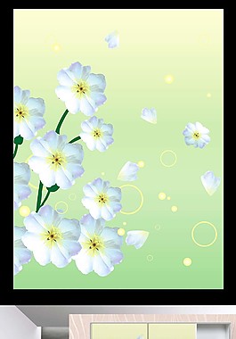 简约白色花朵移门