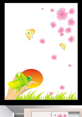 矢量昆虫世界移门图案