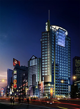 房产夜景效果图PSD分层素材