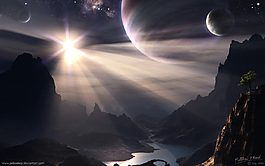 宇宙太陽月亮的相遇背景
