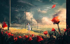 花朵草地背景圖片素材