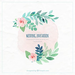 欧式小清新手绘水彩画 婚礼贺卡