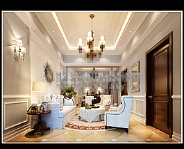 客廳空間3D模型素材max