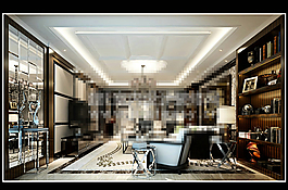 客廳空間3d模型免費下載max