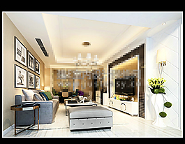 客廳空間3D模型素材max