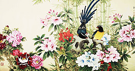花開喜鵲圖