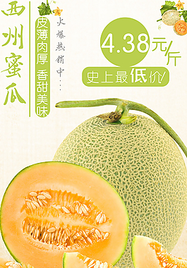 哈密瓜水果促銷海報(bào)圖片