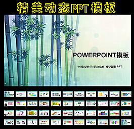 綠色中國風(fēng)竹子PPT模板