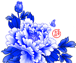 藍(lán)色牡丹（通道分層）圖片