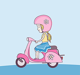 騎粉色電動車的女孩