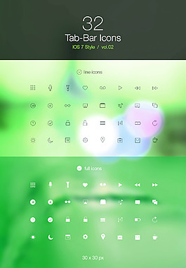 IOS7IOS8工具欄線型圖標(biāo)下載