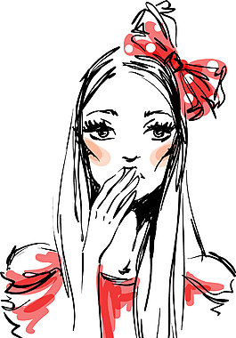 手繪水彩美女